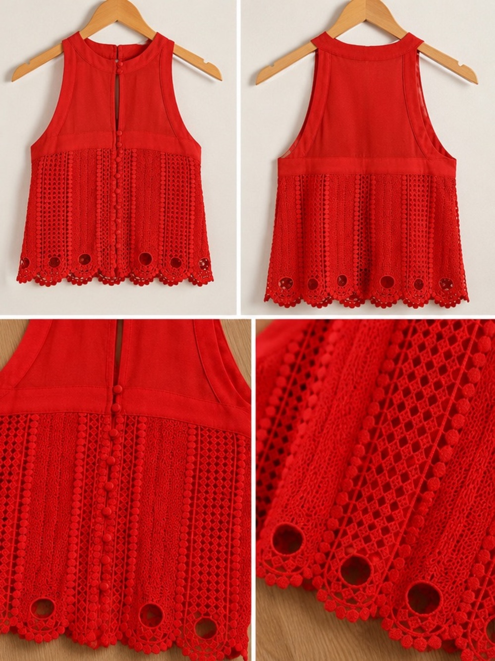 Free People Red Crochet Halter Camisole - Picture 4 of 6